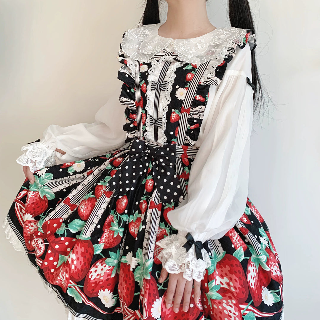 Flower Banquet~Sweet Lolita Blouse Embroidered Shirt with Long Sleeve   