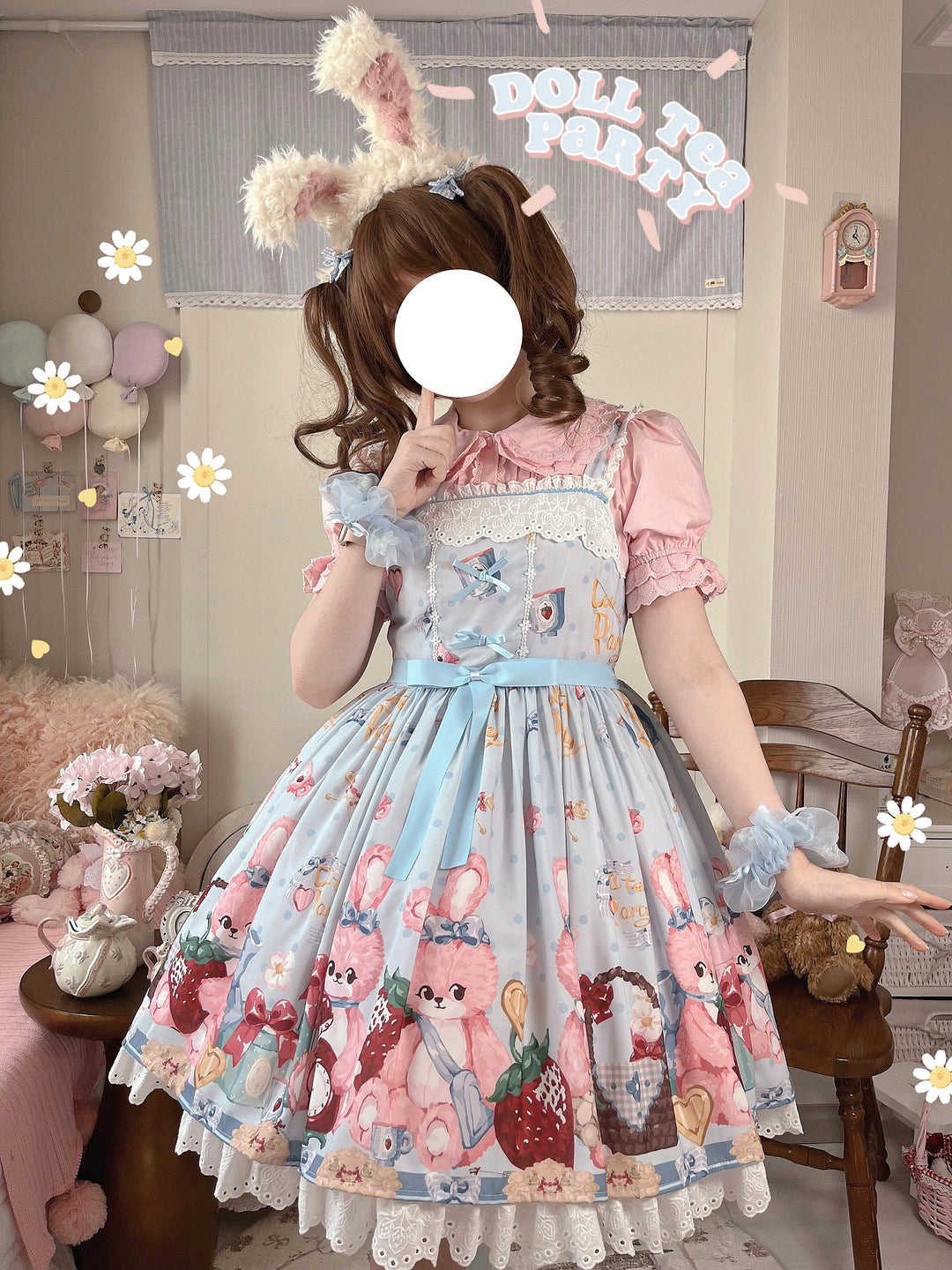 Doll tea party~Showa Rabbit~Kawaii Lolita Dress Summer Sweet Lolita OP JSK 37174:568486