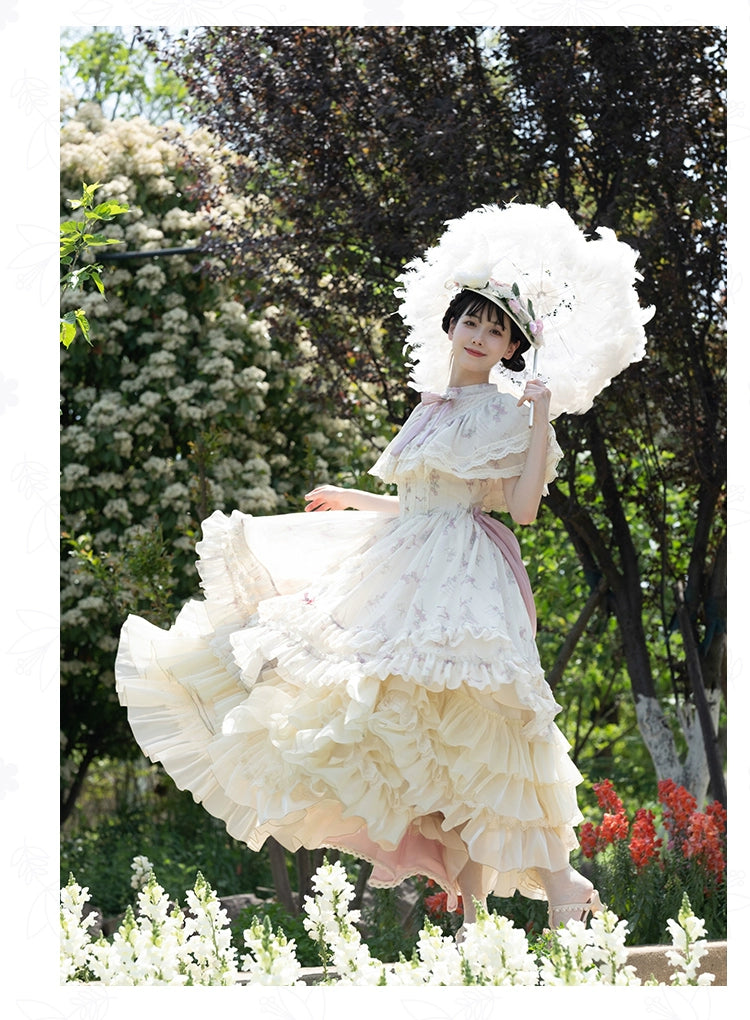 With PUJI~Nanke~Classic Lolita OP Dress Outfit with Edwardian Collar 41366:692988