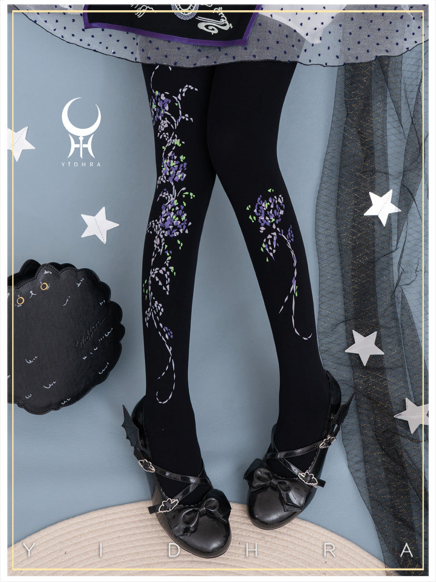 Yidhra - Resplendent flower Qiki - Elegant Lolita Pantyhose Velvet Pantyhoses Summer One Size Black thick · Velvet 120D