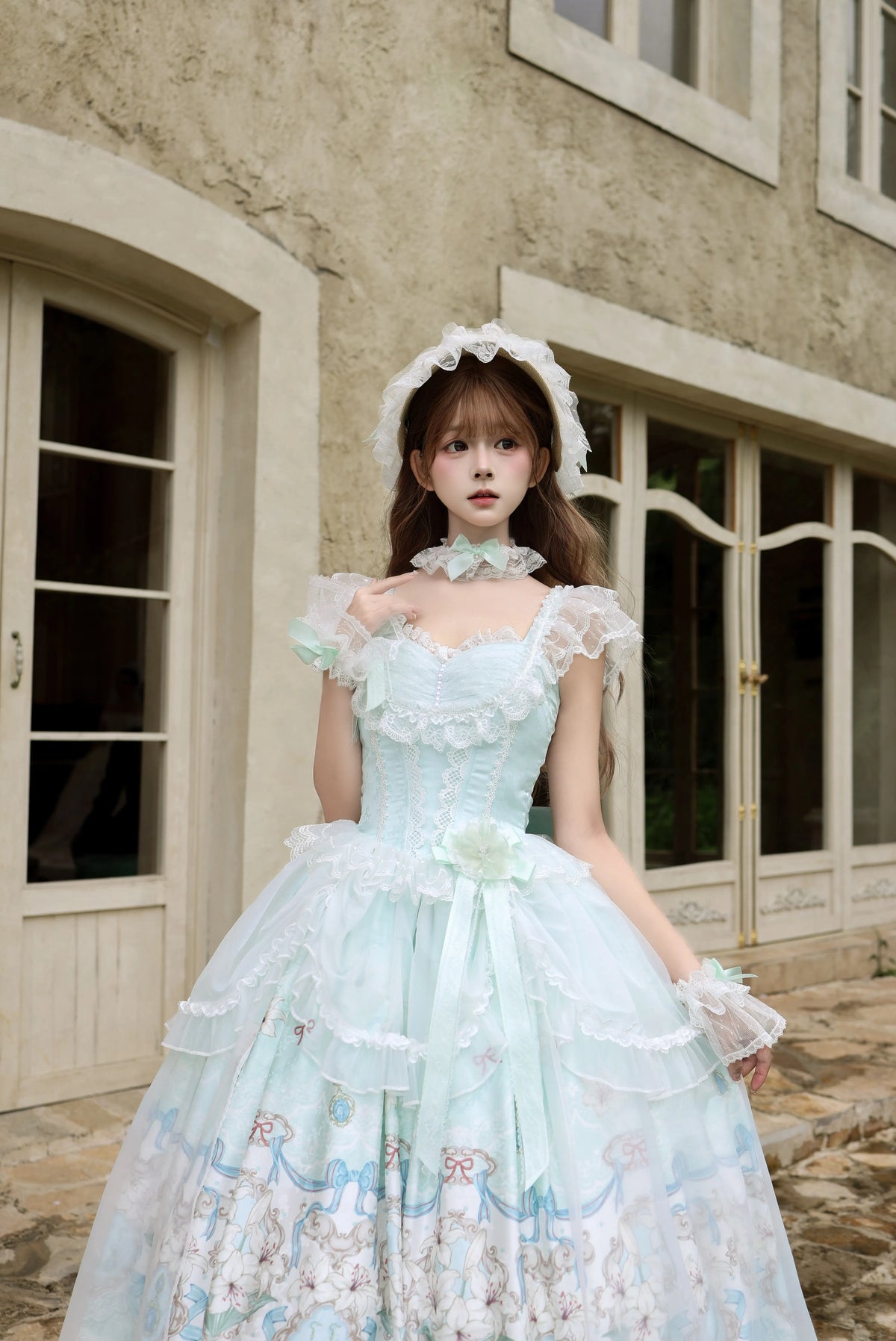 Lily Narrative - Classic Lolita JSK Dress Set, Lily Floral Print 46095:874882