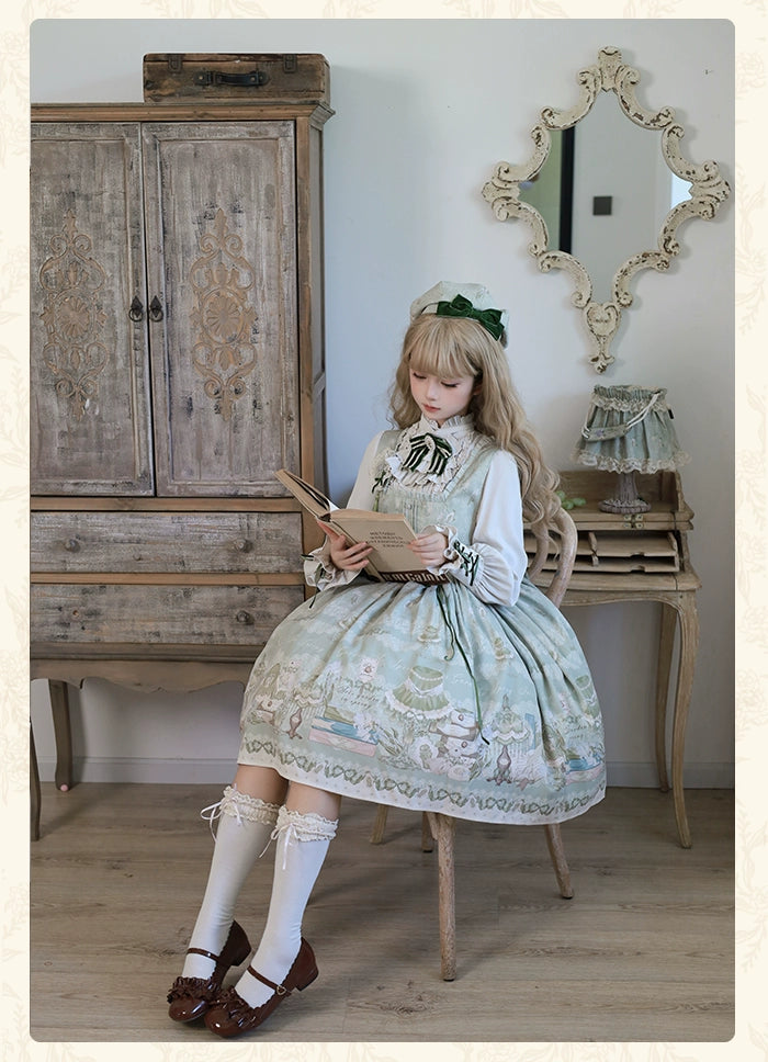 Alice Girl~Iris Study Room~Elegant Lolita JSK Classic Lolita Dress With Square Neck   