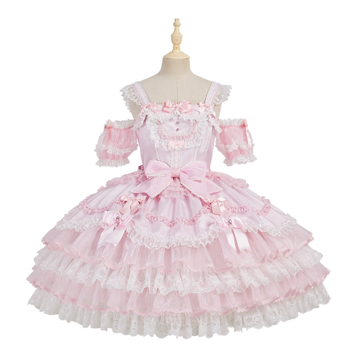 Summer Fairy~Strawberry Angel~Sweet Lolita JSK Suit Tiered Ruffle Dress Set (L M S XL XS) 42065:724777