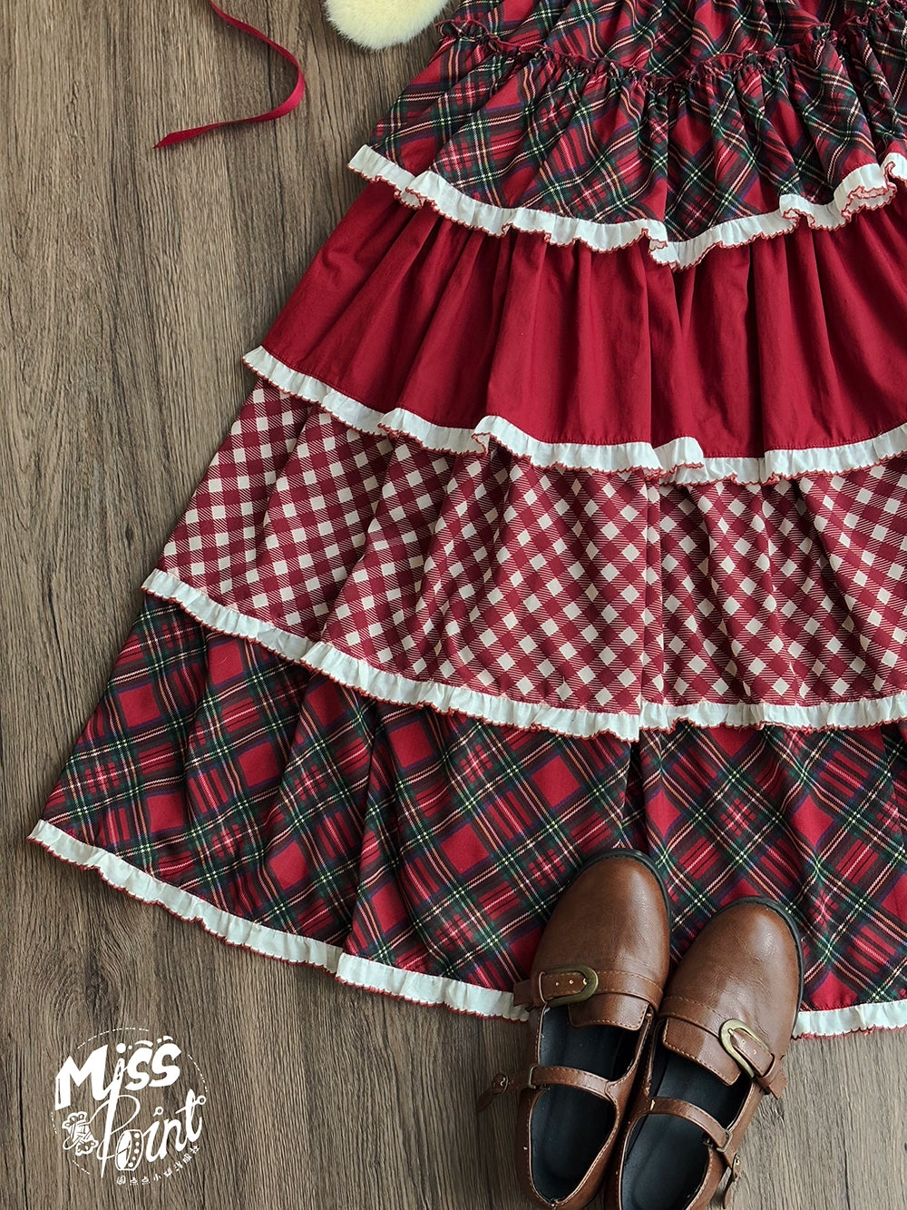 Miss Point - Forest Berry Bunny - Sweet Lolita Plaid Skirt Tiered Ruffles Spring SK 42080:725201