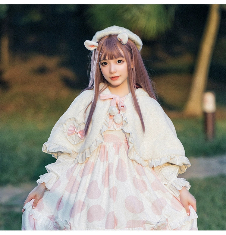 Teddy Bear~Sweet Lolita Cardigan Long Sleeve Kawaai Lolita Cape Rabbit Ear   