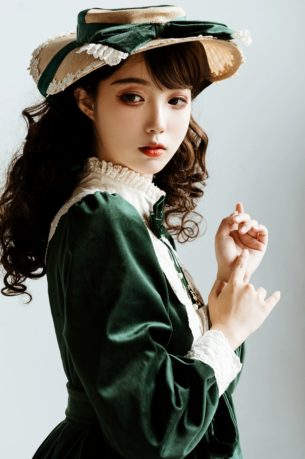 (BFM)Miss Point~Customized Lolita Dress Vintage Elegant Velvet OP Dress 32520:391716