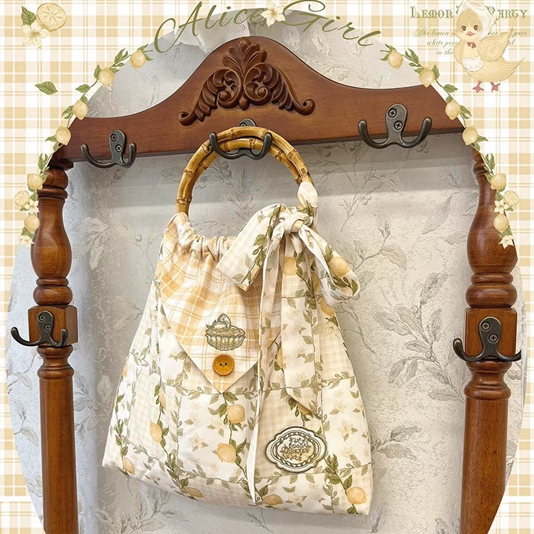 Alice girl~Lemon Rabbit~Kawaii Lolita Handbag Yellow Plaid Bag 37142:552818