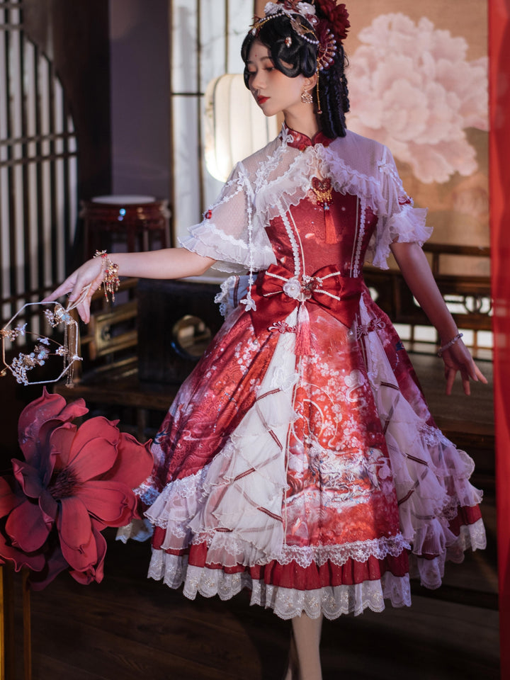 (Buyforme)Two Rural Cats~Nine-Color Deer Chinese Style Lolita Dress  Set   