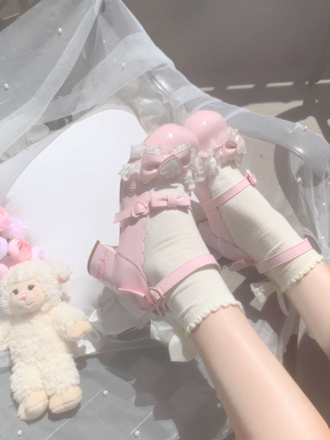 Aimee~Sakura~Sweet Lolita Heels Cute Mid-heel Mary Jane Shoes