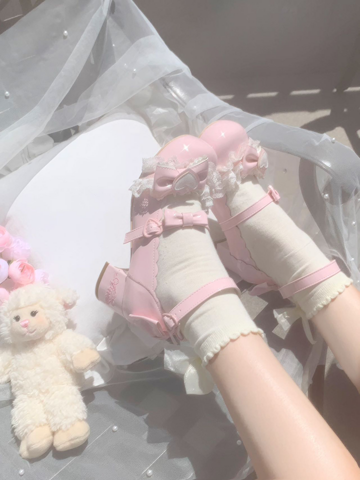 Aimee~Sakura~Sweet Lolita Heels Cute Mid-heel Mary Jane Shoes