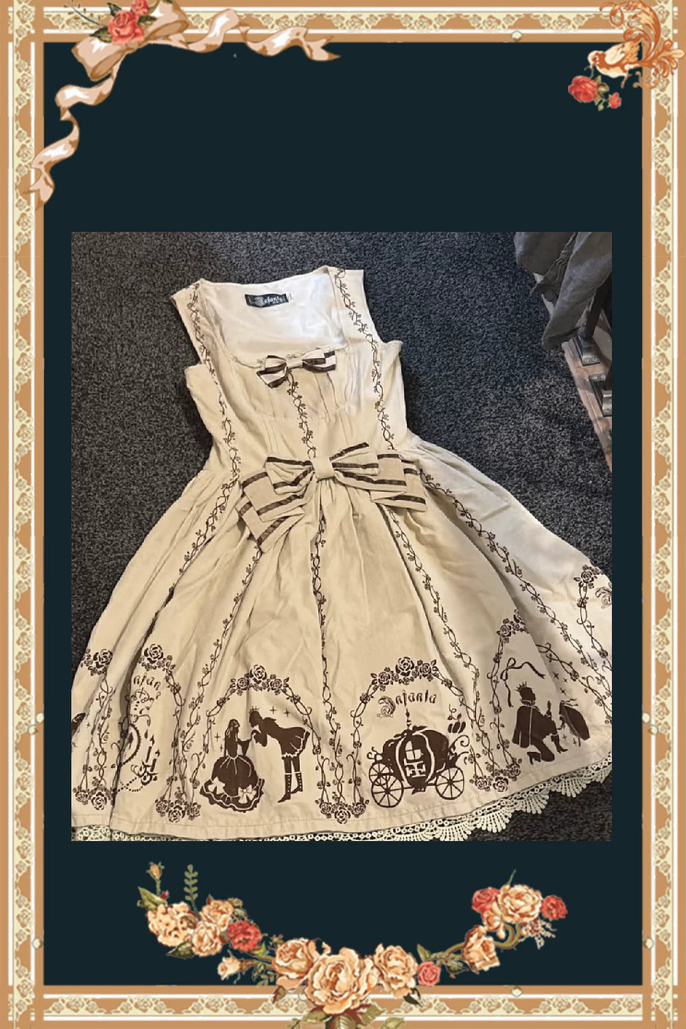 Cinderella - Velvet Classic Lolita JSK Dress, Princess Embroidery (L M S XL) 44649:817443