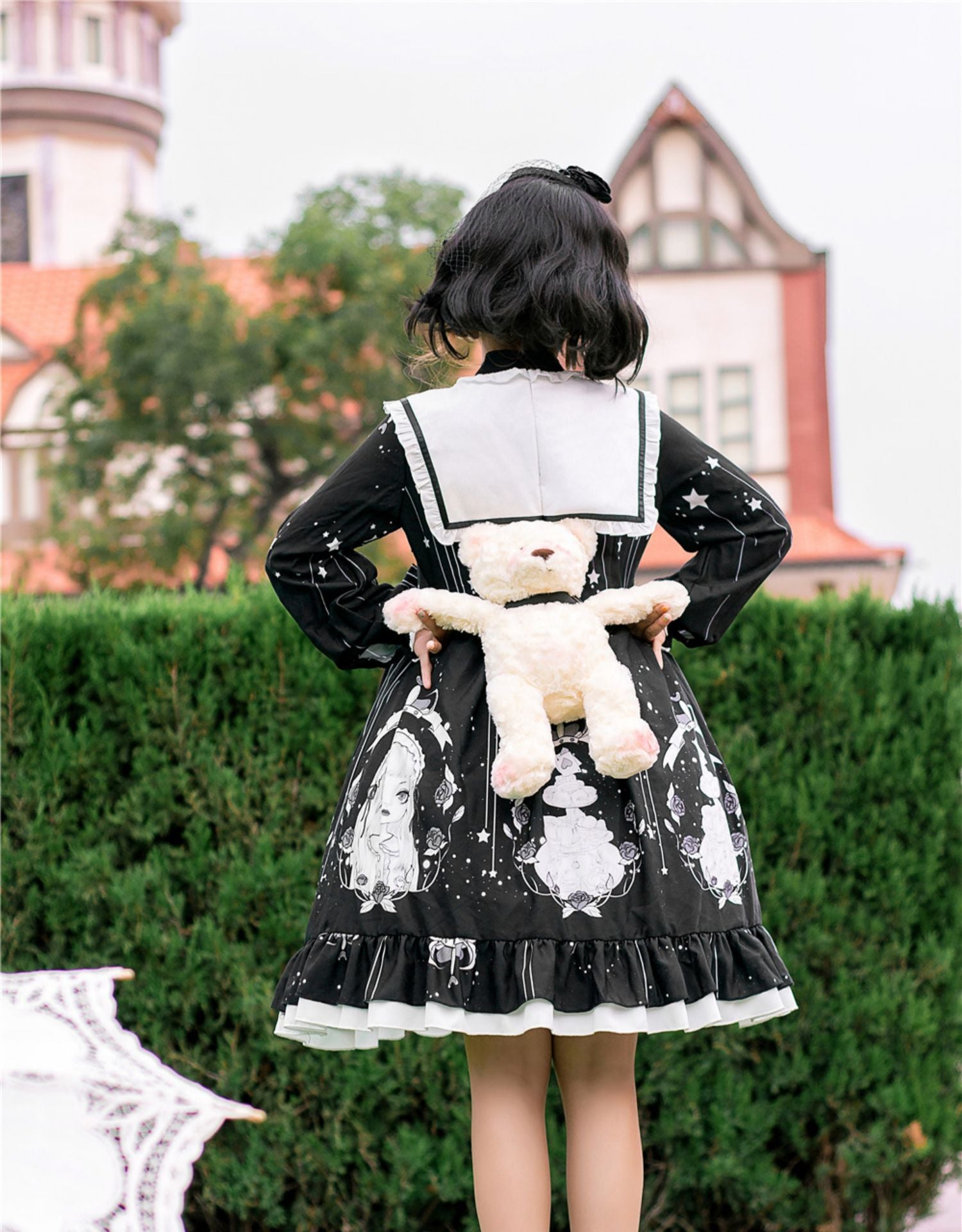 Niu Niu~Plus Size Lolita OP Dress Black Long Sleeve 13904:187140