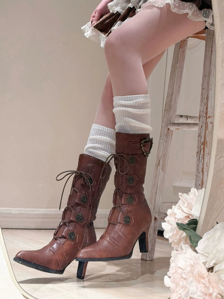 Pure Tea For Dream~Oakmoss~Classic Lolita Boots Pointed Toe Lolita Shoes