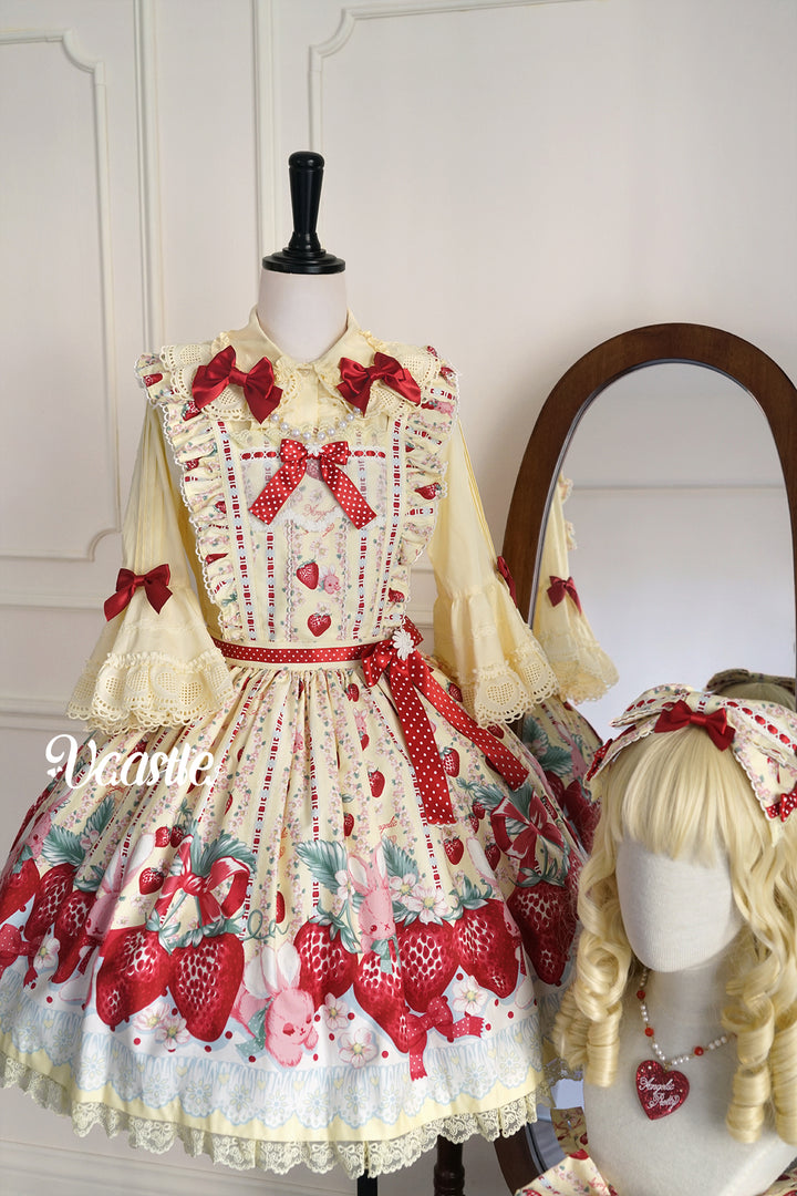 Vcastle~Sweet Crepes~Sweet Lolita Shirt with Princess Sleeves and Bow Chain 42109:726625