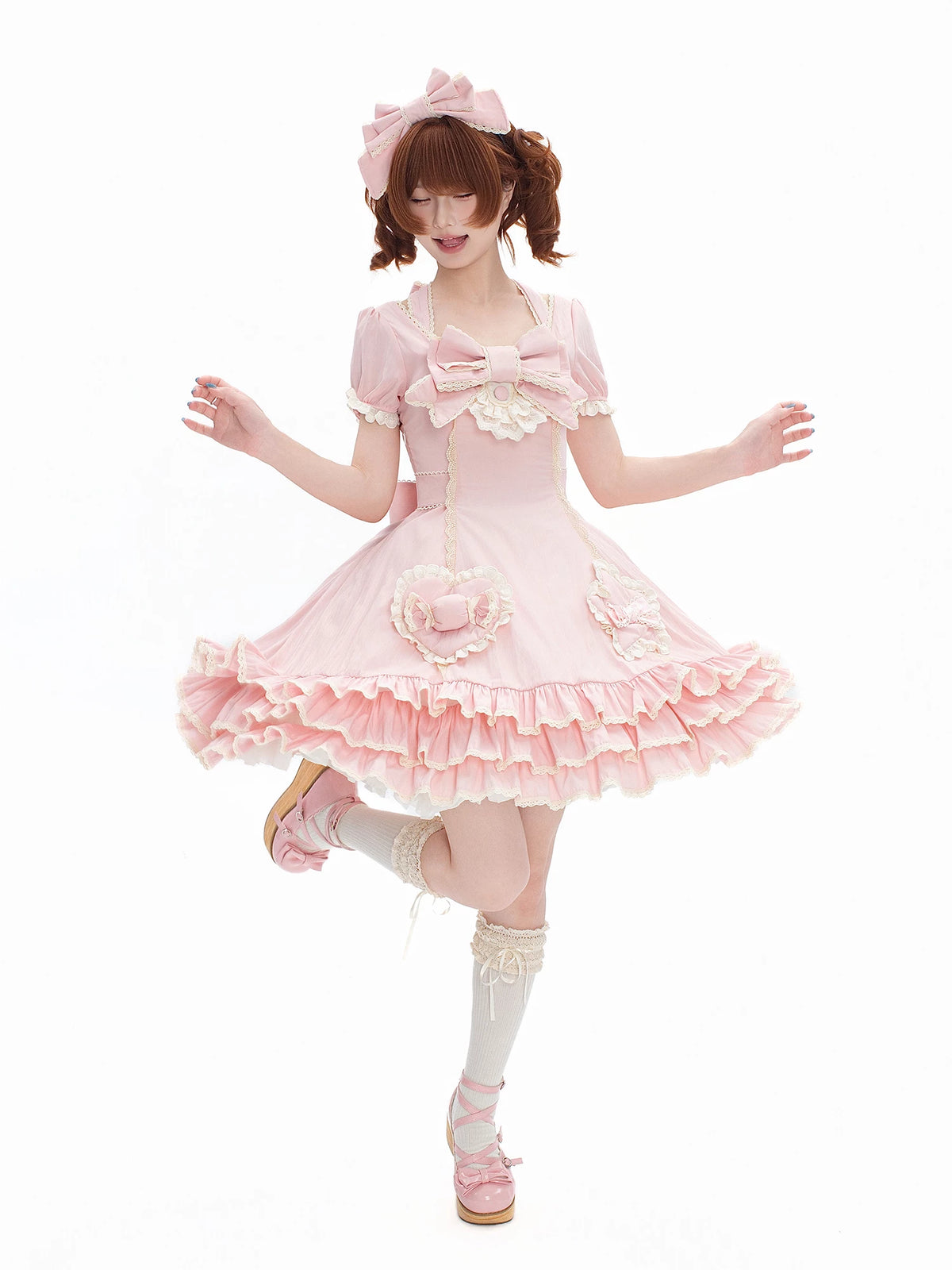 Muse Fufu - Plus Size Sweet Lolita OP Dress, Heart Appliques 45977:870178
