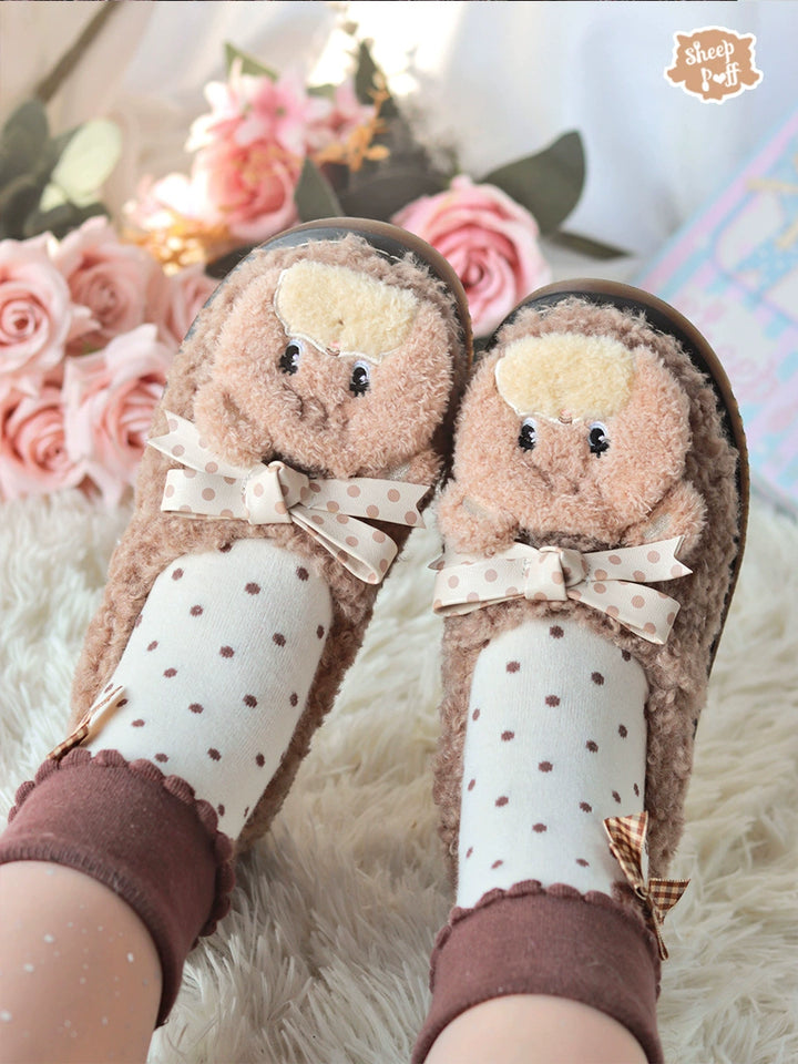 Sheep Puff~Mikko Rolled~Winter Lolita Shoes Warm Cotton Fleece Shoes   