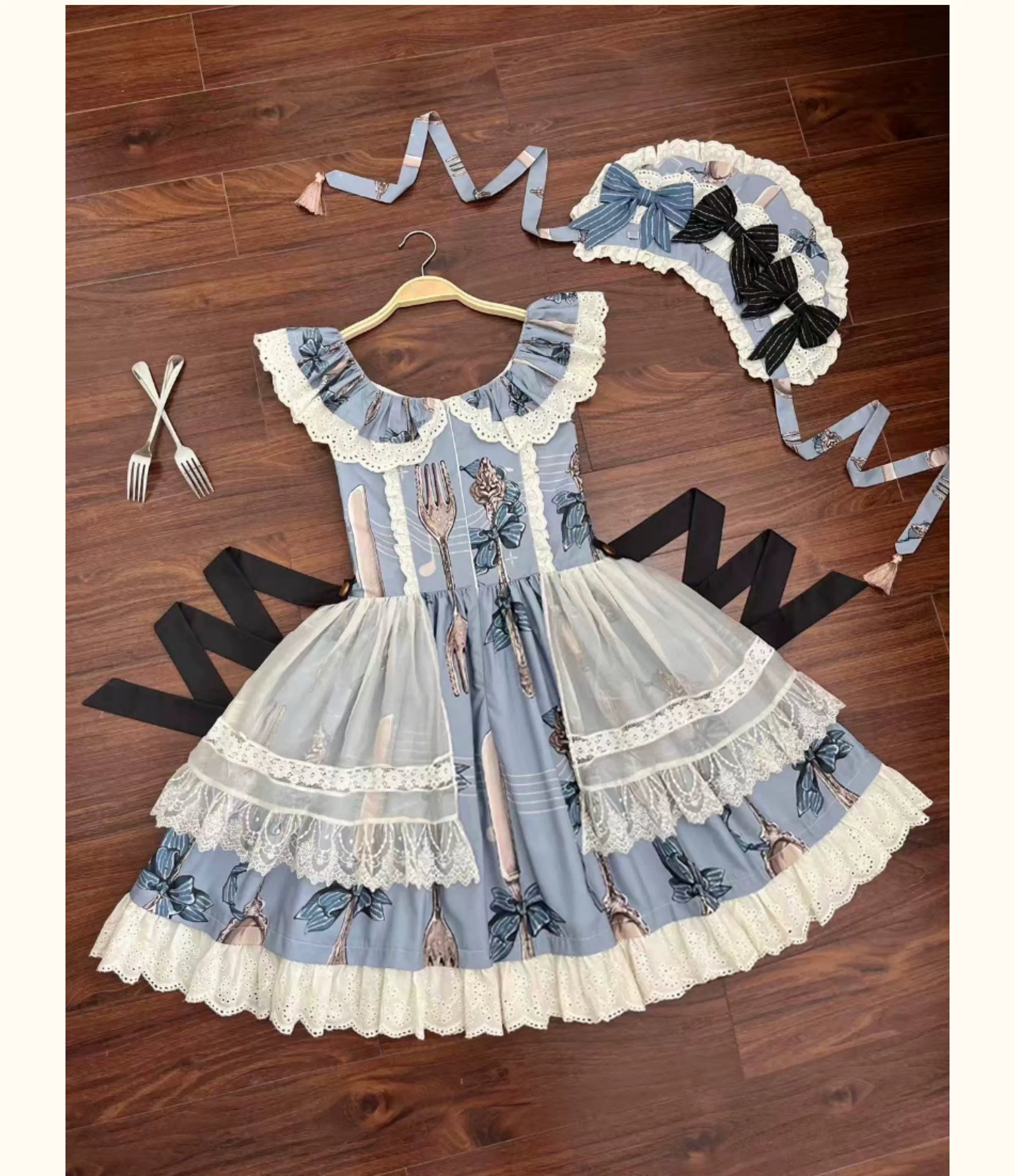 Witch's Banquet - Printed Doll-like Sweet Lolita OP, Apron-like Front 44634:816884