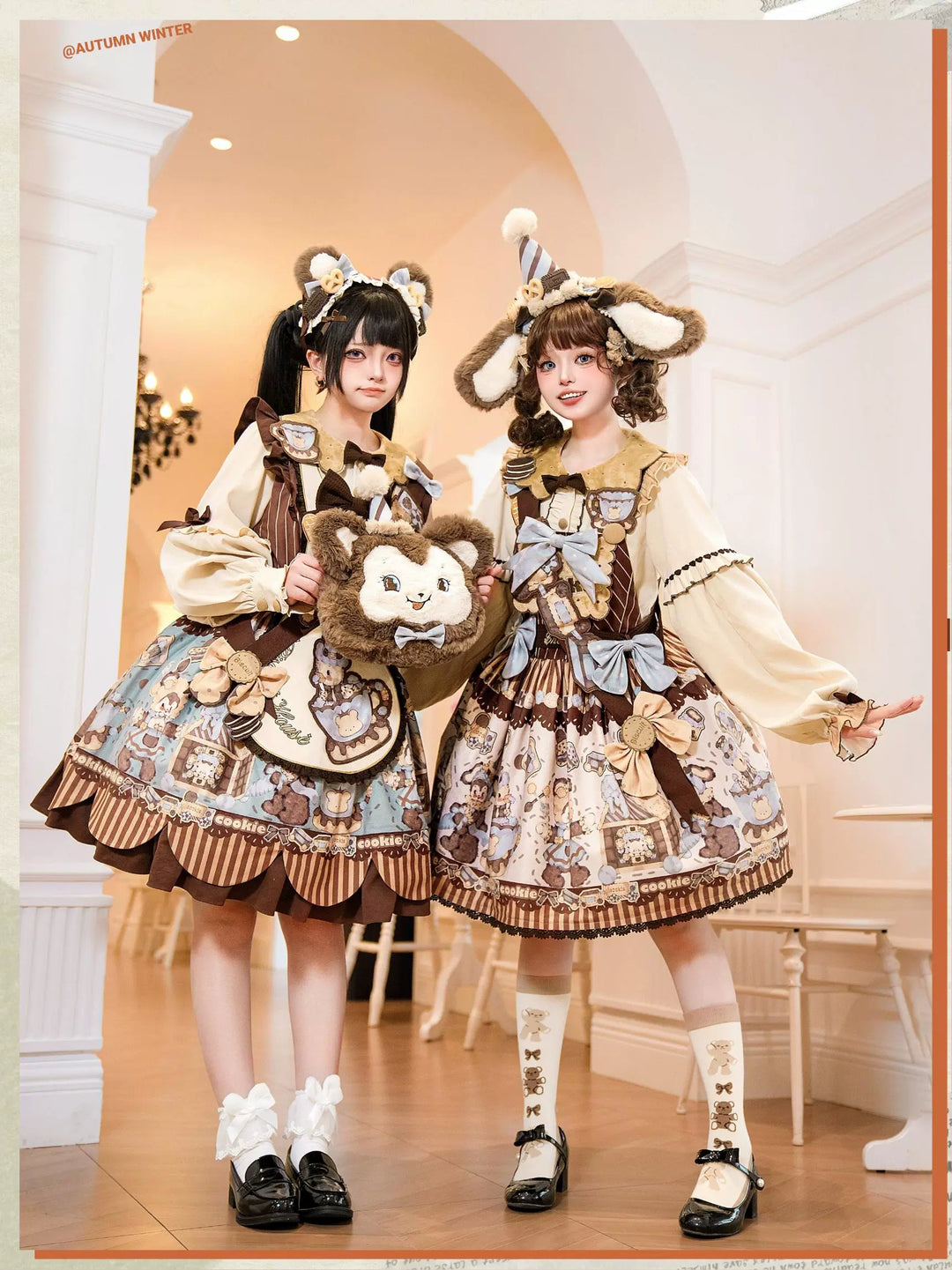 Star Fantasy~Bear Biscuit~Sweet Lolita Dress Winter Lolita OP and Salopette   