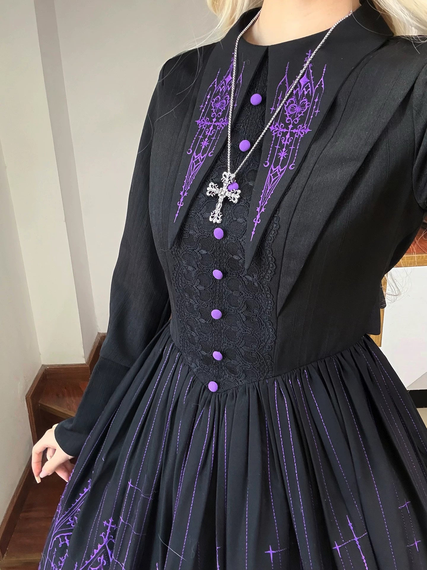 Dream Window - Gothic Lolita Church Embroidery OP Dress, Back Zipper 44510:811318