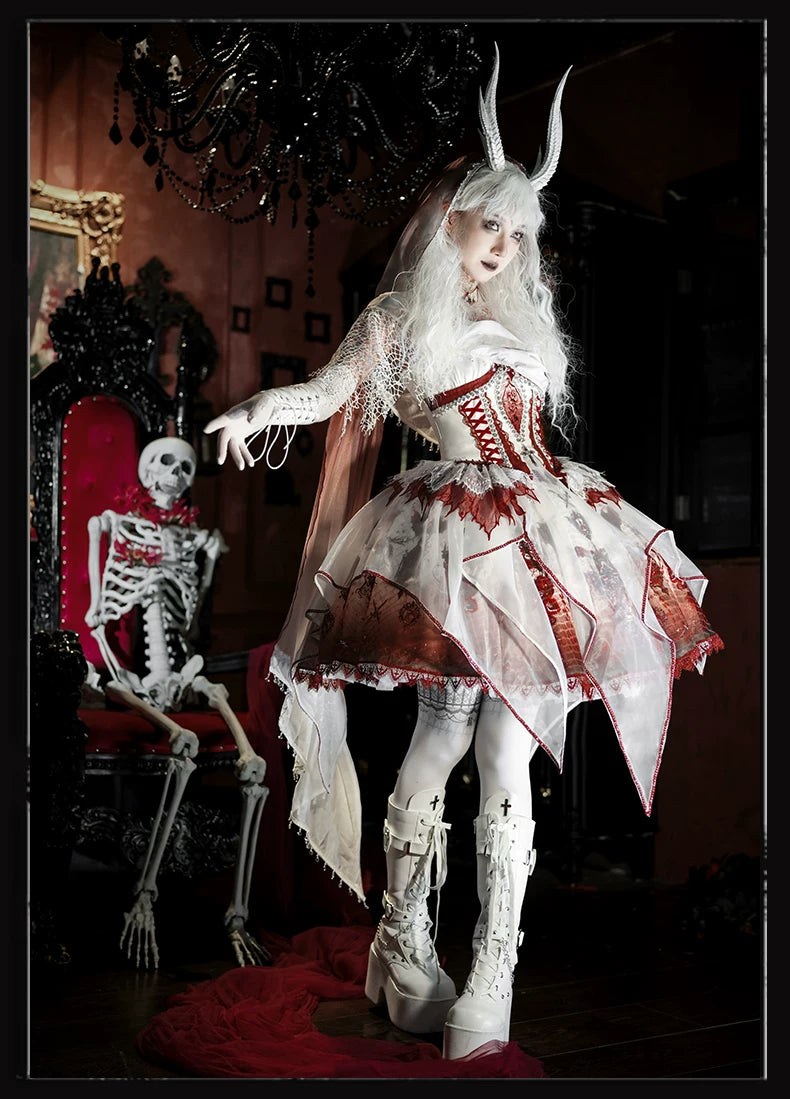 Bone Dragon - Gothic Lolita Corset JSK Dress Set with Embroidery 45654:856793
