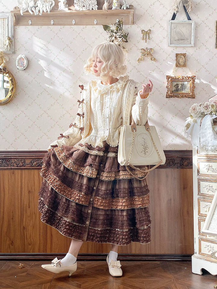 Sweet Dreamer~Pine Cone~Winter Elegant Lolita SK Plaid Layered Skirt