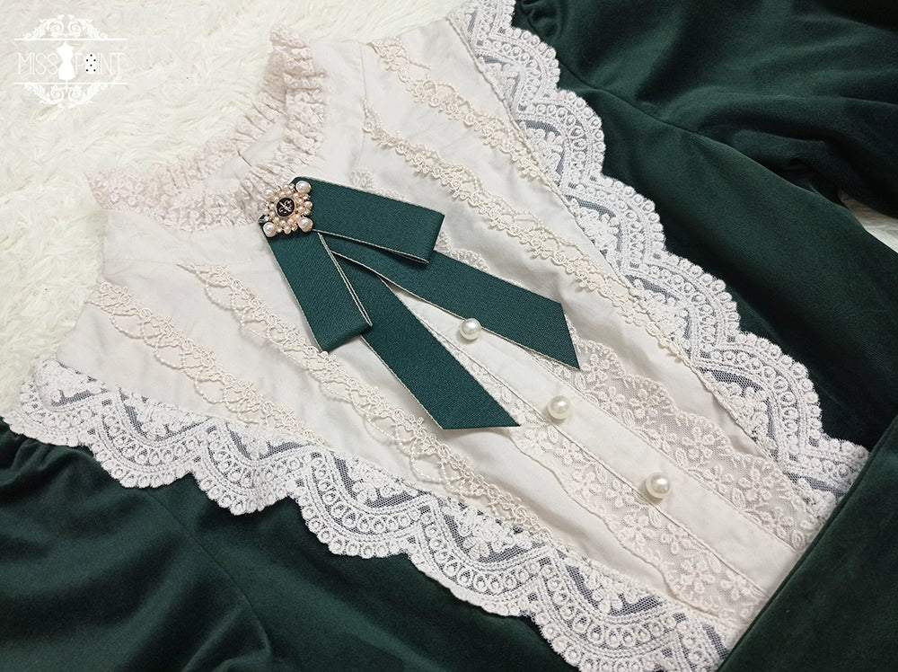 (BFM)Miss Point~Customized Lolita Dress Vintage Elegant Velvet OP Dress 32520:391704