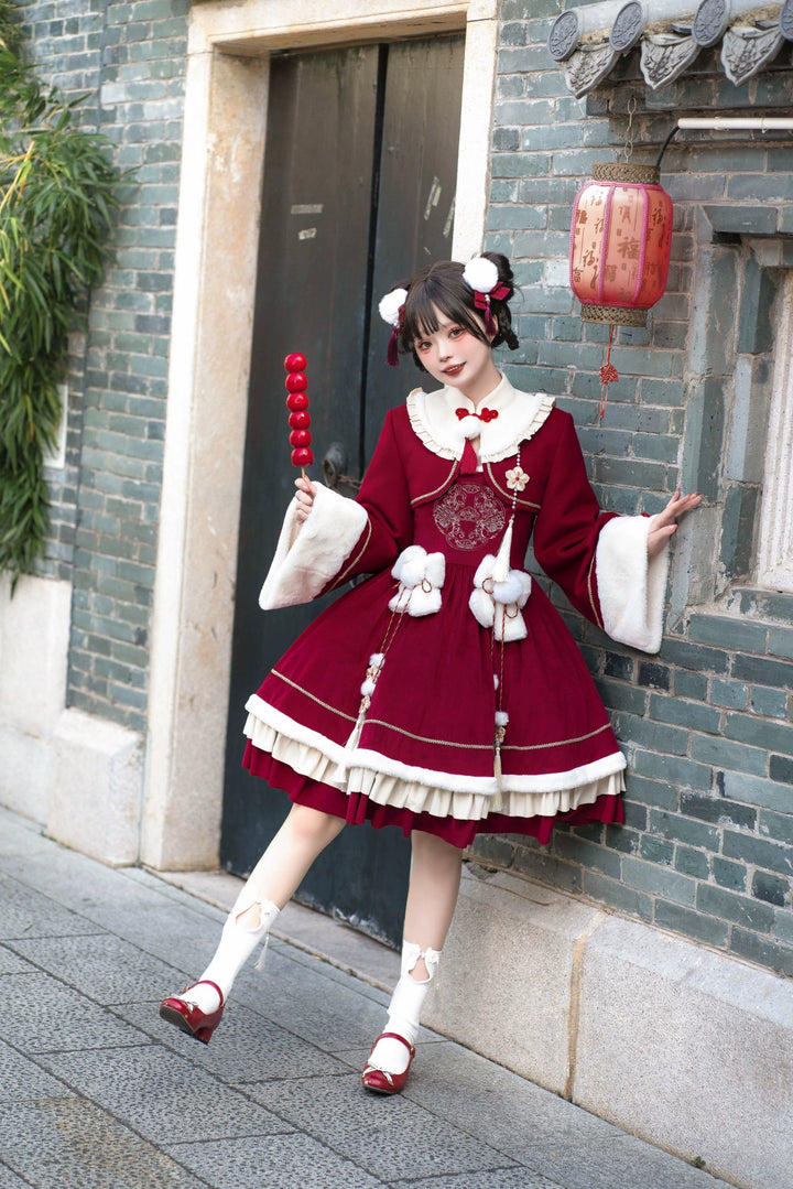 Your Princess~Qi Lolita JSK Suit New Year Lolita Bolero and Dress   