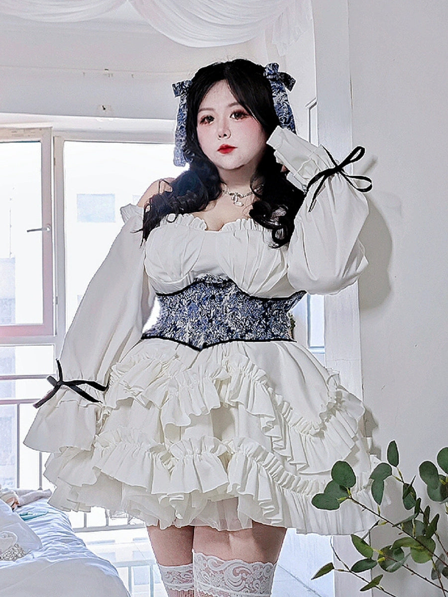 Rouroudream~Plus Size Lolita JSK Dress Set Corset Palace Lolita Princess Dress 36176:515330
