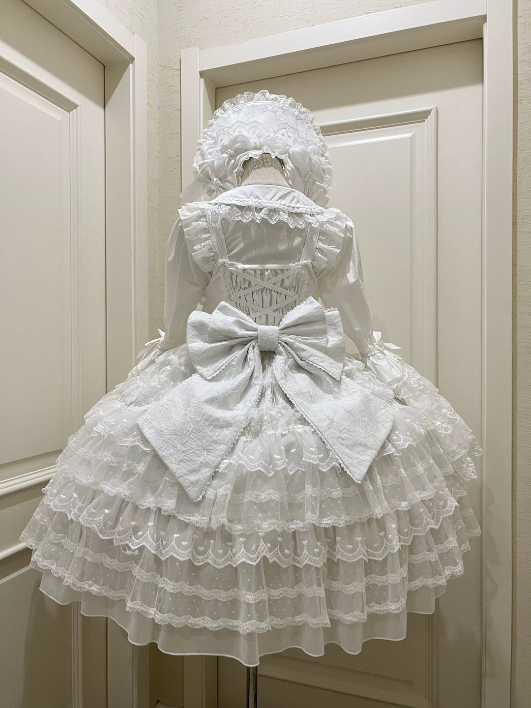 Sugar Girl~Dream Prelude~Princess Lolita JSK Suit Sweet Lolita BNT and Blouse White JSK+Back bow S 