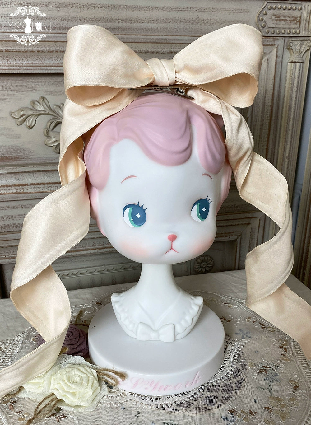 Miss Point - Sweet Lolita Accessories KC Hair Clip Brooch Waistband Cuffs Twisted Bow Hair Clip - Ivory
