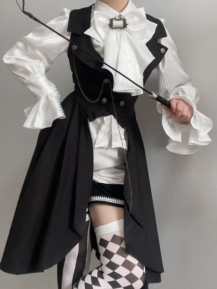 Gazing Galactic~Moonstone~Ouji Lolita Black Vest Prince Long Trailing Vest   