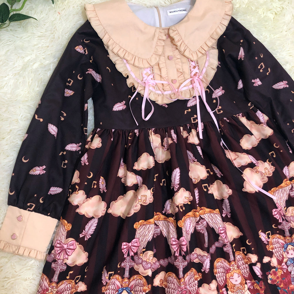 Niu Niu - Heavenly Movement - Plus Size Lolita OP Dress Vintage Long Sleeve