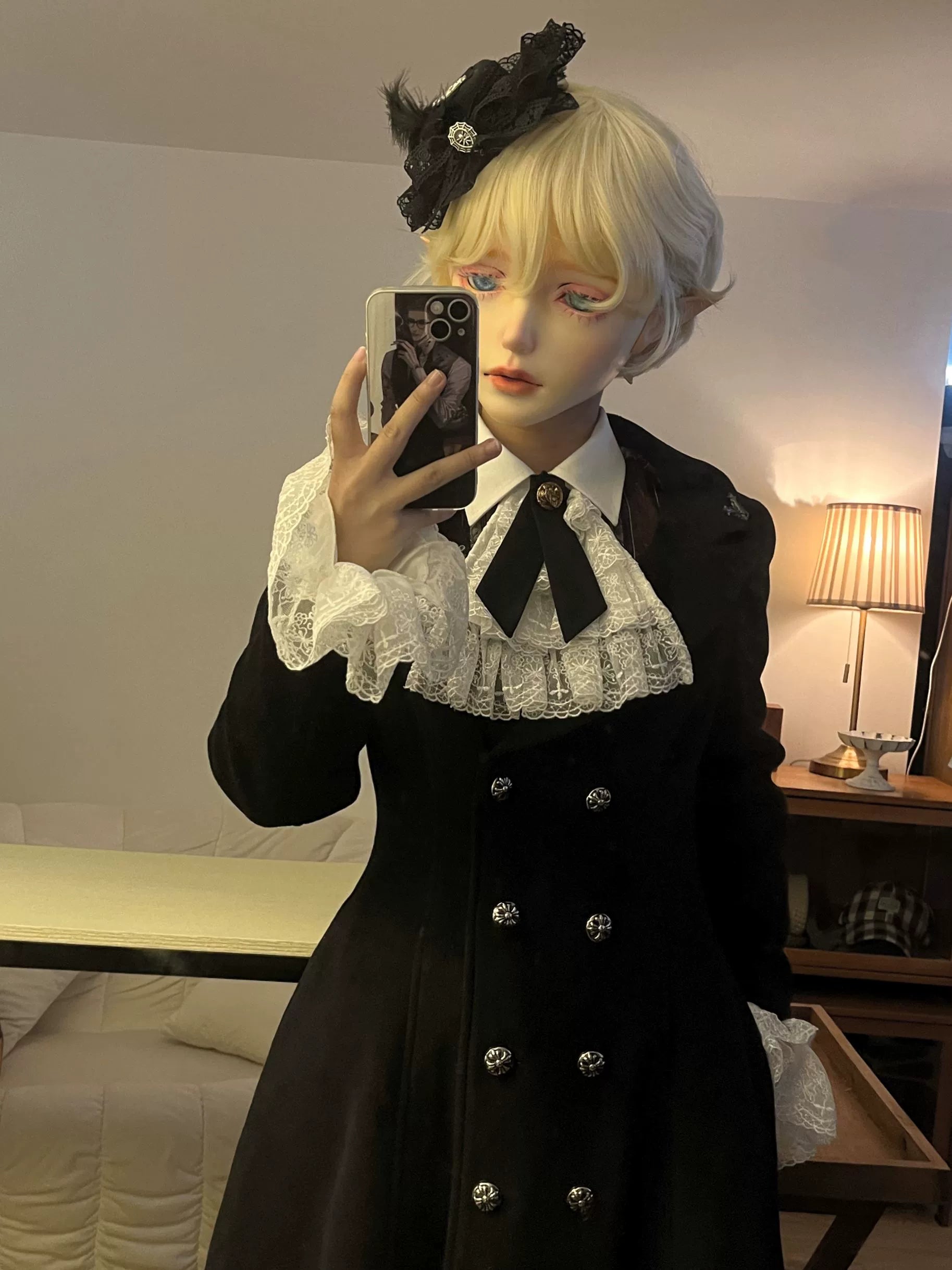 Nightingale Girl - Downfall Dawn - Gothic Lolita Black Double-Breasted Coat 43930:789793