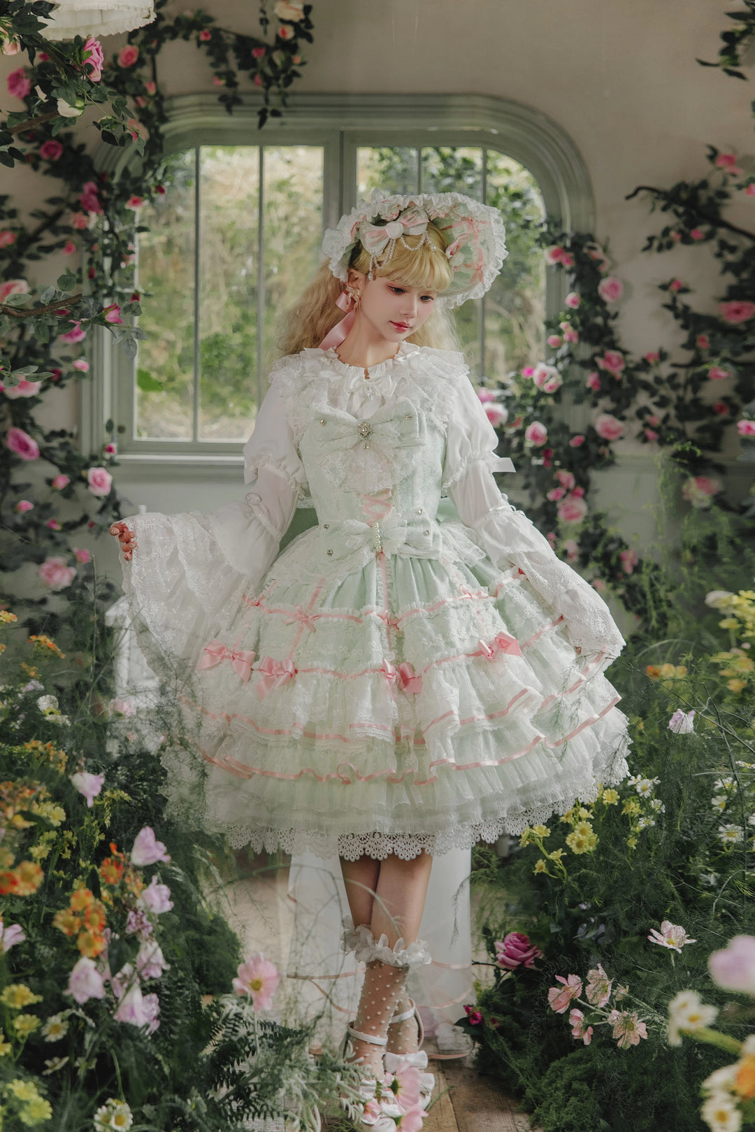 Flower Banquet~Wishing Star~Sweet Wedding Lolita JSK Bridal Lolita Dress