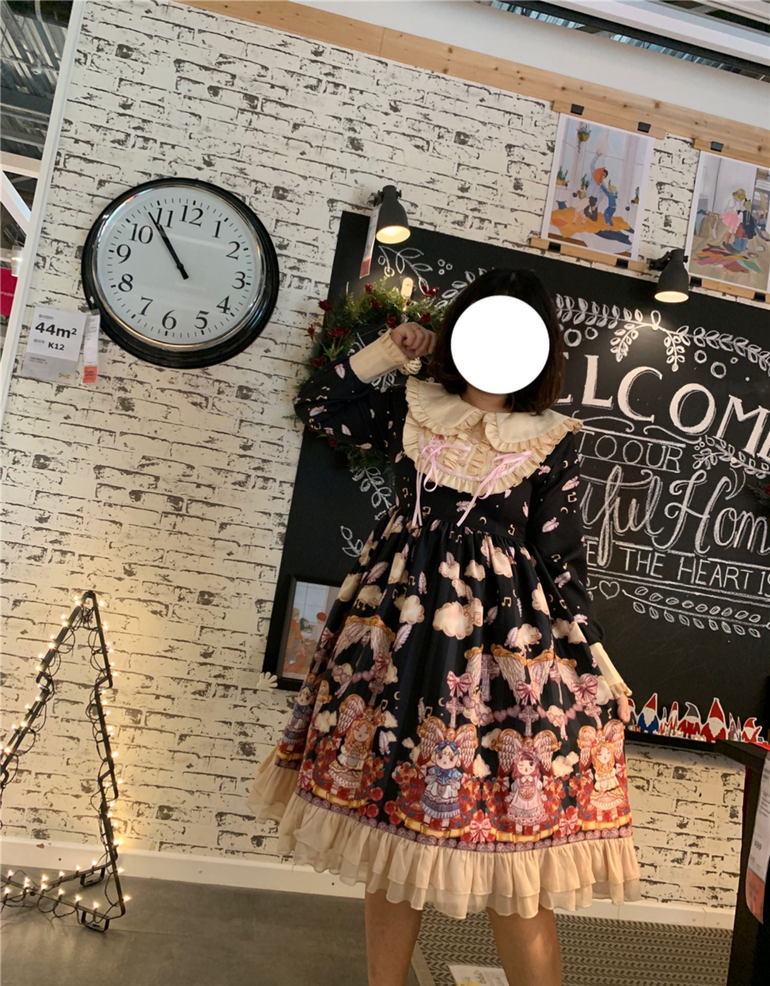 Niu Niu - Heavenly Movement - Plus Size Lolita OP Dress Vintage Long Sleeve 2XL black