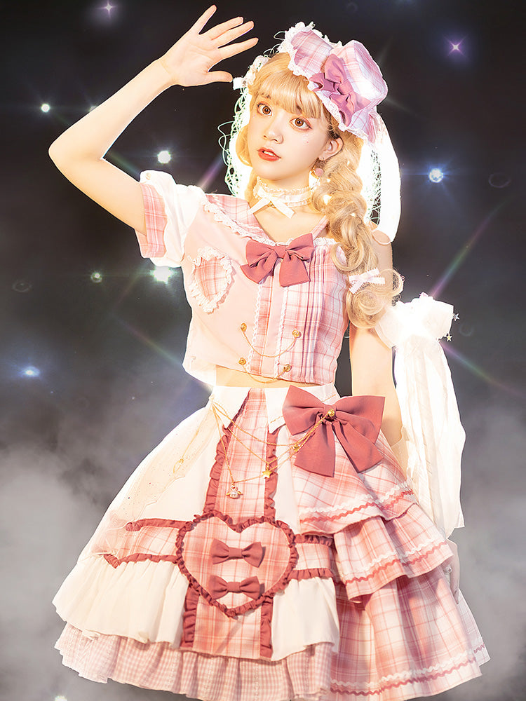 ChunLv Lolita~Powder To Snipe~Pink Plaid Sweet Lolita OP   