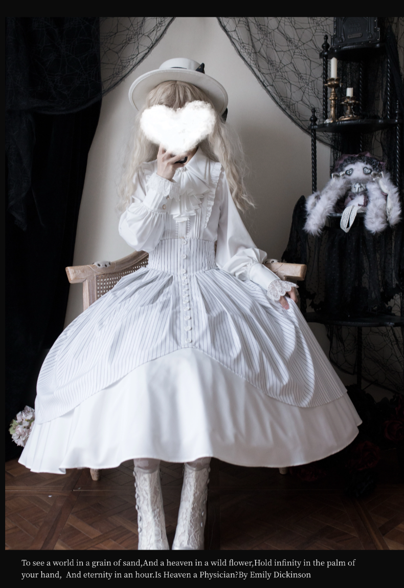 Alice in Wonderland - Love Moon Serenade - Striped Classic Lolita Skirt Preppy Style Commuting Dress 41240:688764