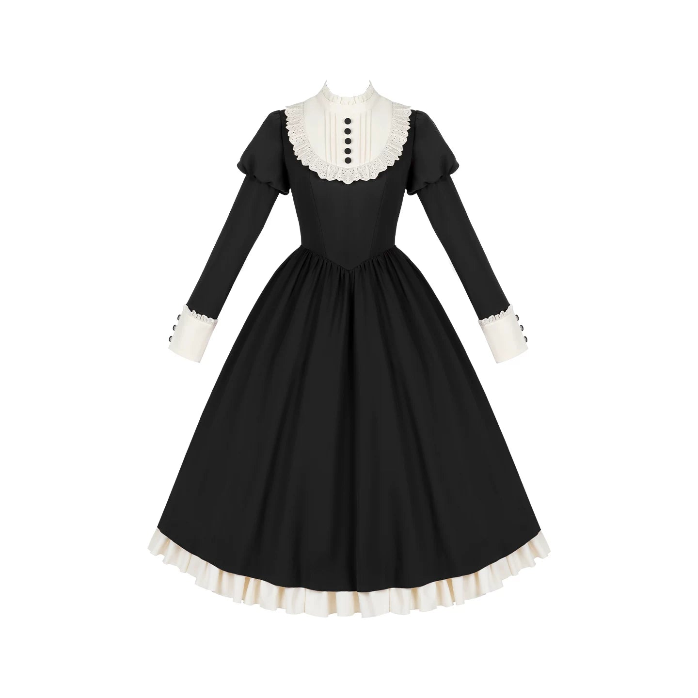 Miss Lita - Classic Lolita Maid OP Dress, Adjustable Flutter Sleeve Apron (L M S) 45858:865768