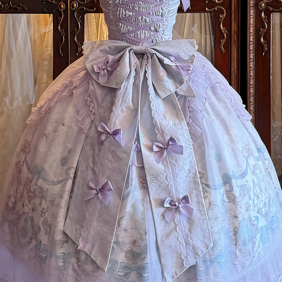 Lily Narrative - Classic Lolita JSK Dress Set, Lily Floral Print (L M S) 46095:874887