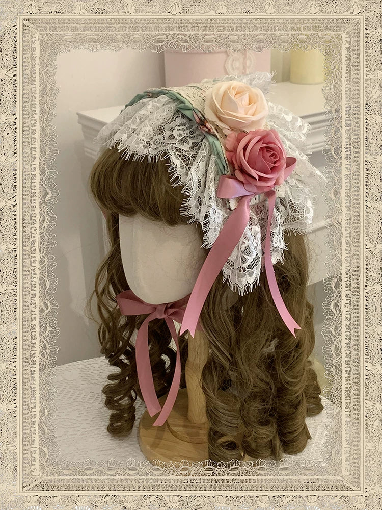 Starry Whisper - Six-panel Old School Lolita Rose Print OP Dress, Back Opening (L M S XL) 45791:865214