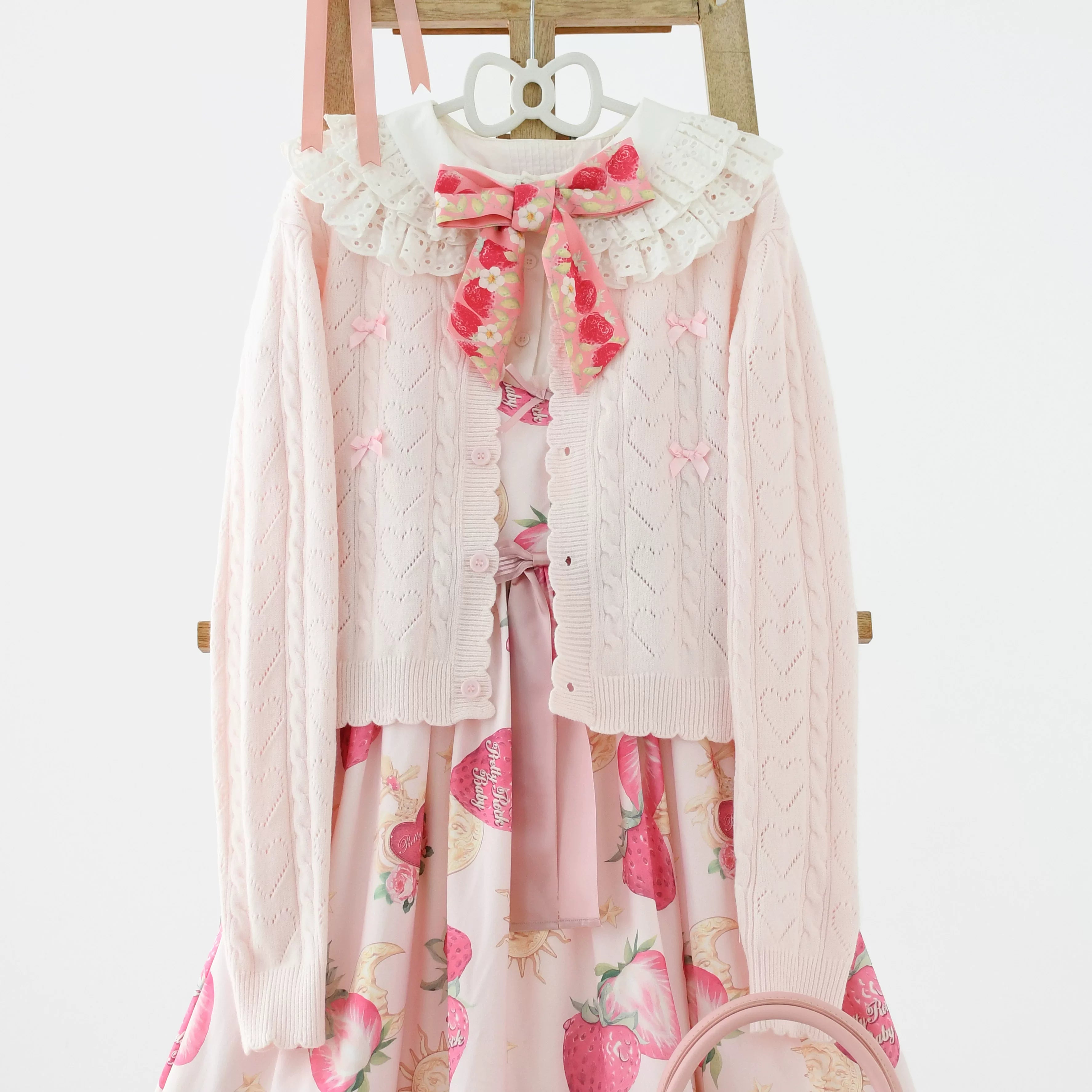 Hollow Out Long Sleeve Lolita Cardigan Multicolors (2XL L M S XL / pink) 564:865445