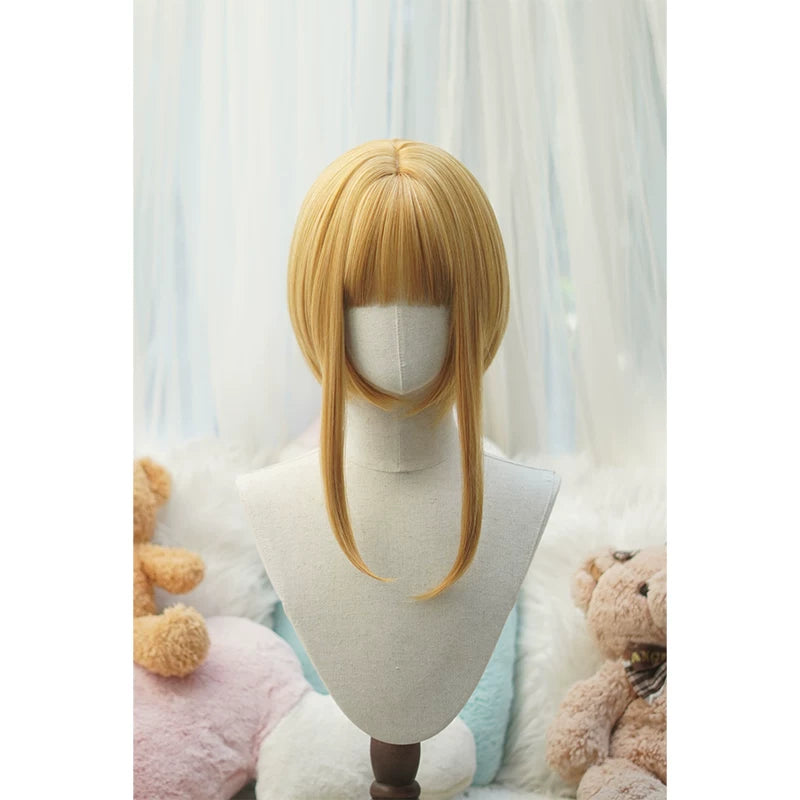 Old School Lolita See-through Bangs Wig, Curly Ponytails Gold - Bob Wig (with hairnet) Only