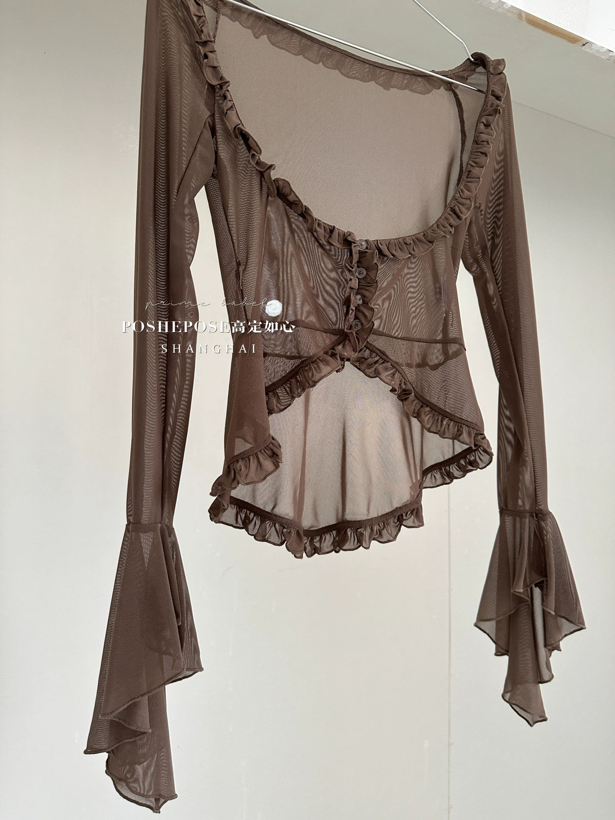 (BFM)POSHEPOSE~Daily Lolita Shirt Ballet Cardigan Shirt XS Brown 