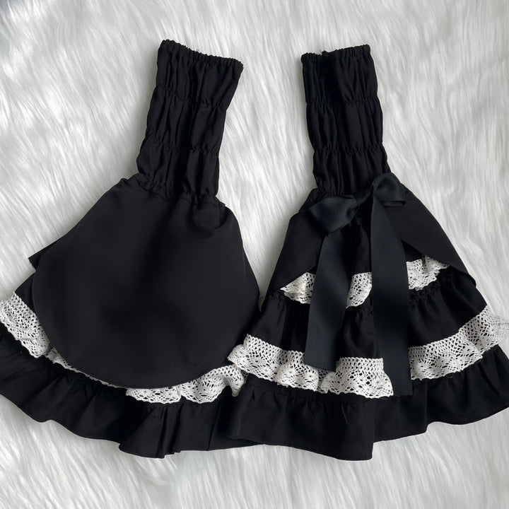 Mengfuzi~Doll Heart~Gorgeous Lolita Dress Vintage OP Cape Set S Black and white sleeves 