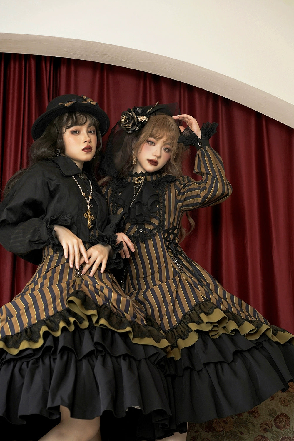 Miss Point~Perintz Manor~Gothic Lolita OP Long Sleeve Retro Lolita Dress 39904:642682