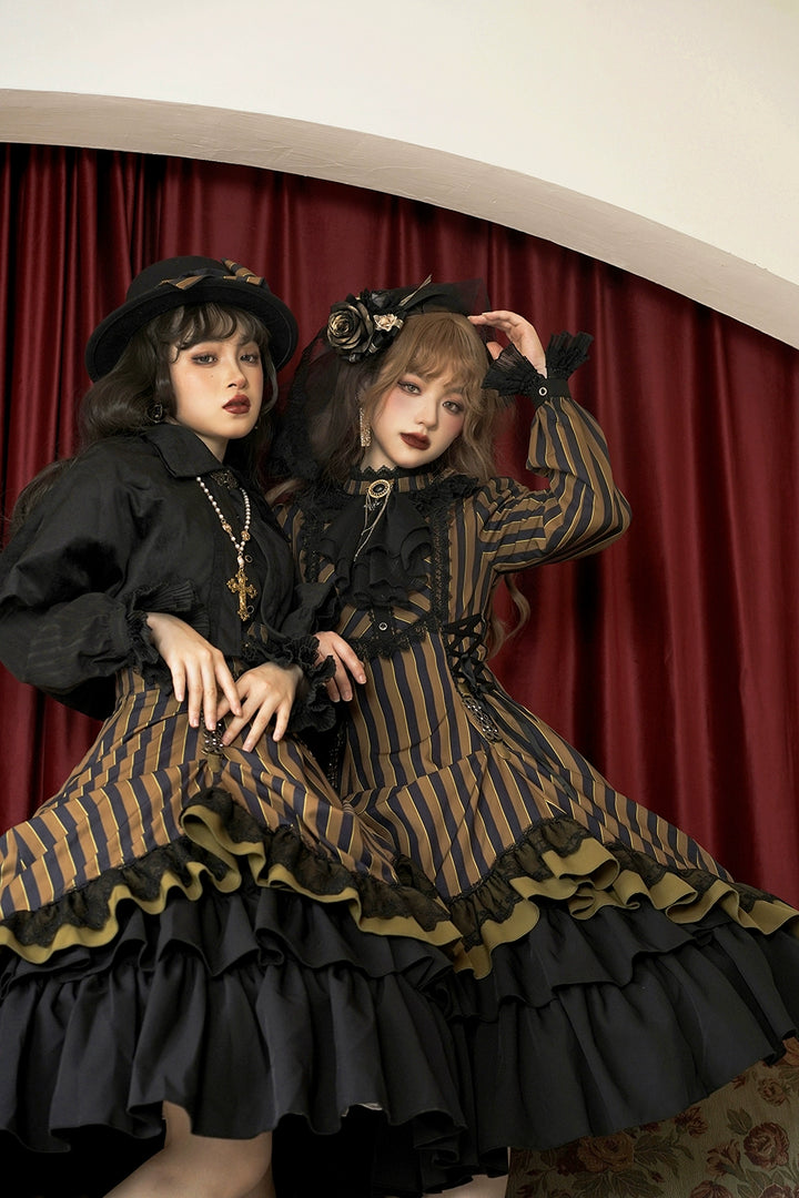 Miss Point~Perintz Manor~Gothic Lolita OP Long Sleeve Retro Lolita Dress   