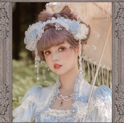 Henrietta~Look for Butterflies~Elegant Lolita Princess Dress Accessories Multicolor free size light blue headband 