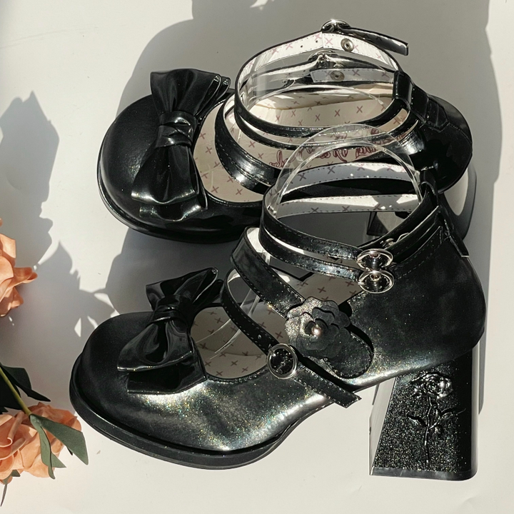 Dreamland~Whispers of the Rose~Daily Lolita Platform Heels Shoes with Relief Rose (34 35 36 37 38 39 40 41) 42473:741313