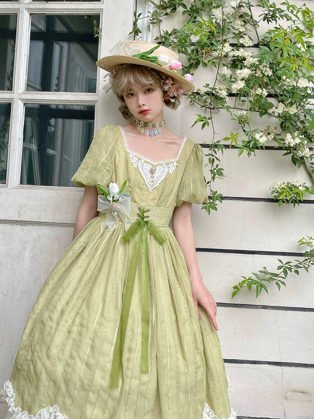 Miss Point~Tulip~Classic Lolita OP Dress Short Sleeve Dress Multicolors 19622:405466