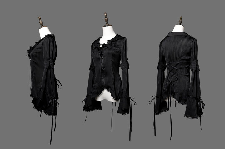 Wuyuzhe~Wolf Hunter~Gothic Lolita SK Set Halter Overskirt Cape Vest S Black- Shirt 